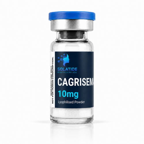 CagriSema 10mg lyophilised peptide blend vial – Solatide Biosciences research peptide, not for human consumption