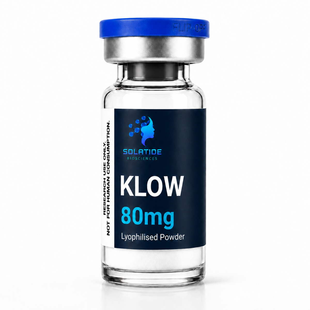 KLOW 80mg lyophilised powder vial – Solatide Biosciences research peptide, not for human consumption