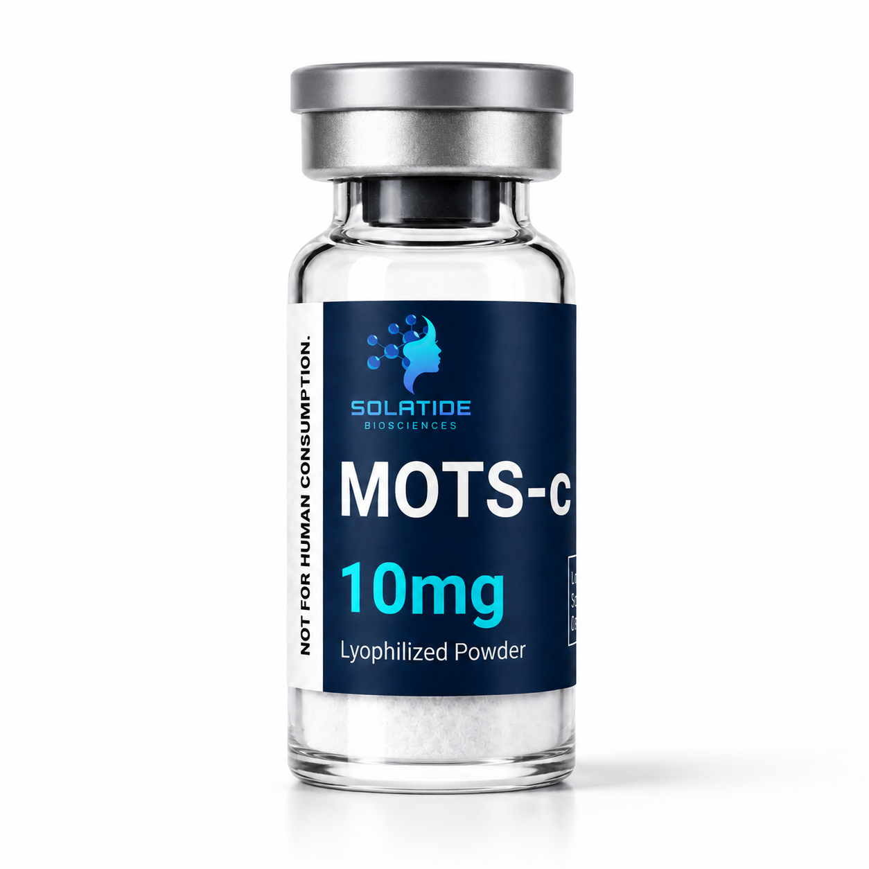 MOTS-c 10mg lyophilised powder vial – Solatide Biosciences research peptide, not for human consumption