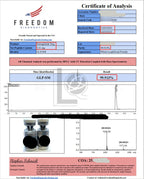 Freedom Diagnostics Certificate of Analysis for Semaglutide 5mg – 99.913% purity by HPLC-MS, independently verified by Stephen Schmidt, Principal Chemist