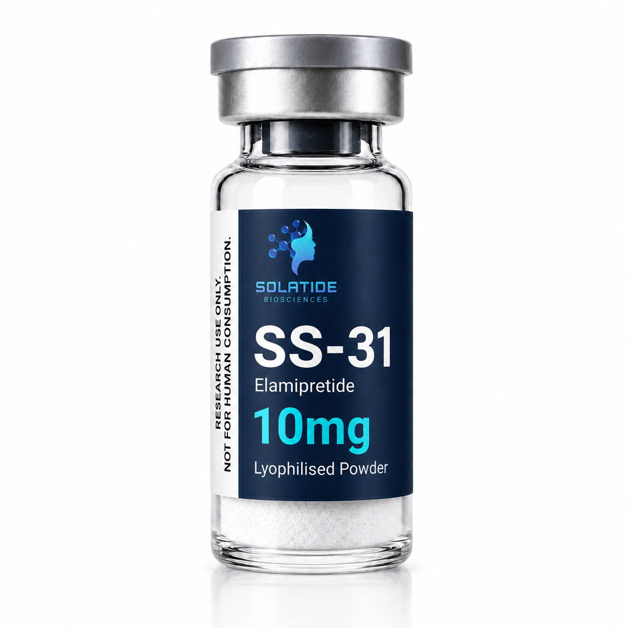 SS-31 Elamipretide 10mg lyophilised powder vial – Solatide Biosciences research peptide, not for human consumption